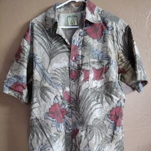 Panama Jack Hawaiian Shirt Men's Large Short Sleeve Button Down Tropical Floral